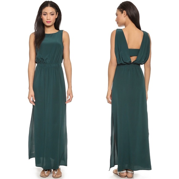 Club Monaco Dresses & Skirts - Club Monaco 100% Silk Green Forest Maxi Dress EUC